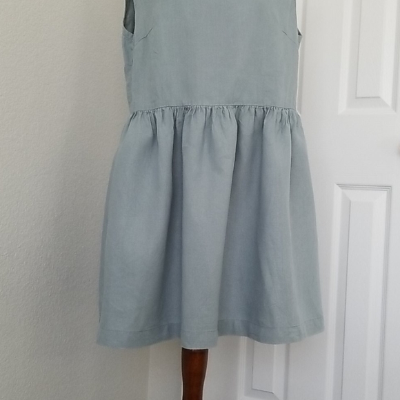 EUC - Light Blue "Mint Gray" Linen Smock Dress - Picture 3 of 11